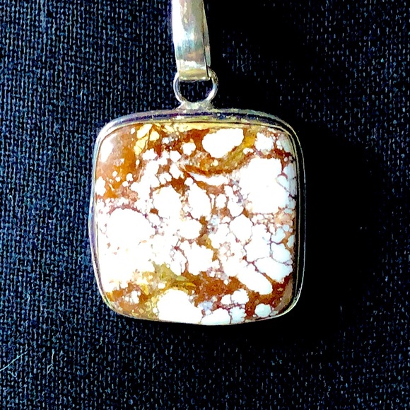 Speckled Jasper Sterling Silver Cabochon Pendant & Snake Chain Necklace 20” - Picture 5 of 8